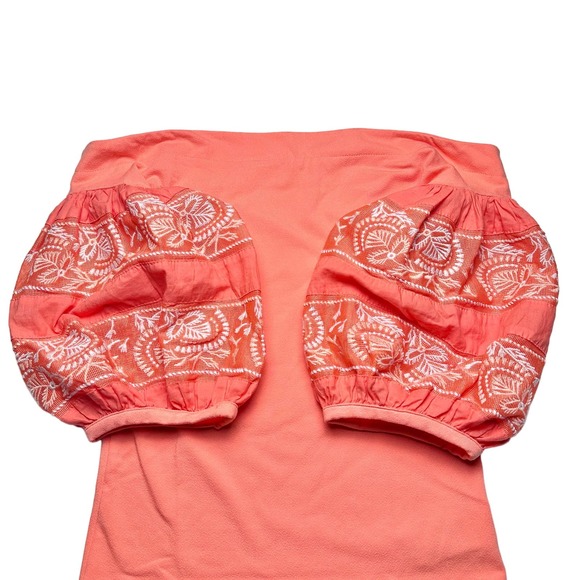 Free People | Women | Rock With It Coral Puff Sleeve Off Shoulder Top | XS - Picture 10 of 13
